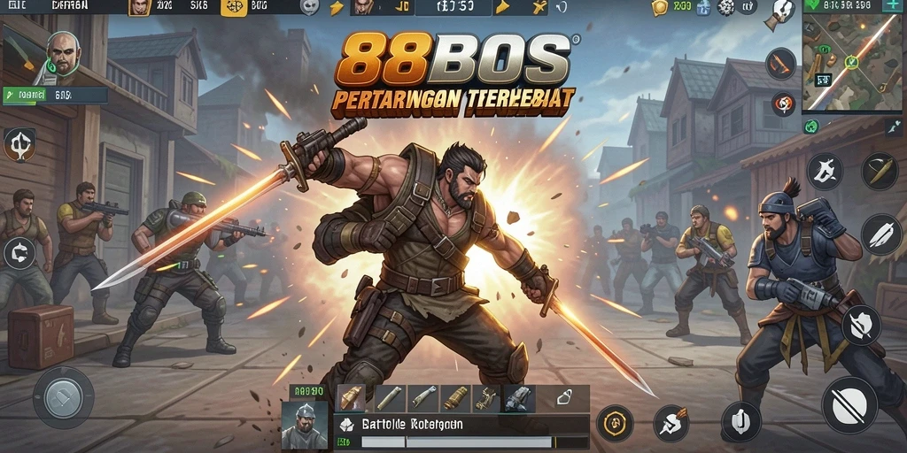 Tampilan gameplay seru di 88BOS, pertarungan memukau di arena Battle Royale.