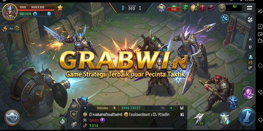 Screenshot gameplay GRABWIN dengan suasana pertandingan strategis yang intens.