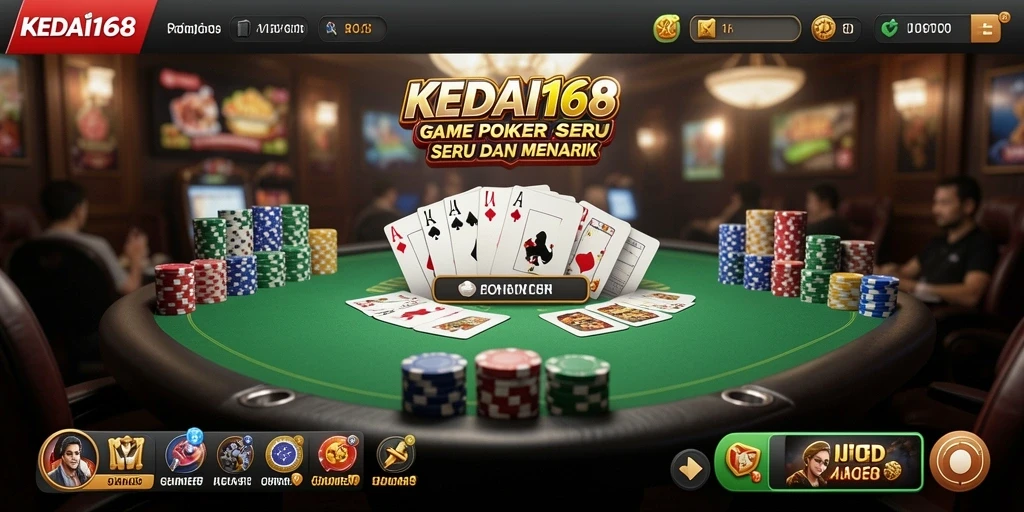 Tangkapan layar KEDAI168 menampilkan aksi seru permainan Poker.