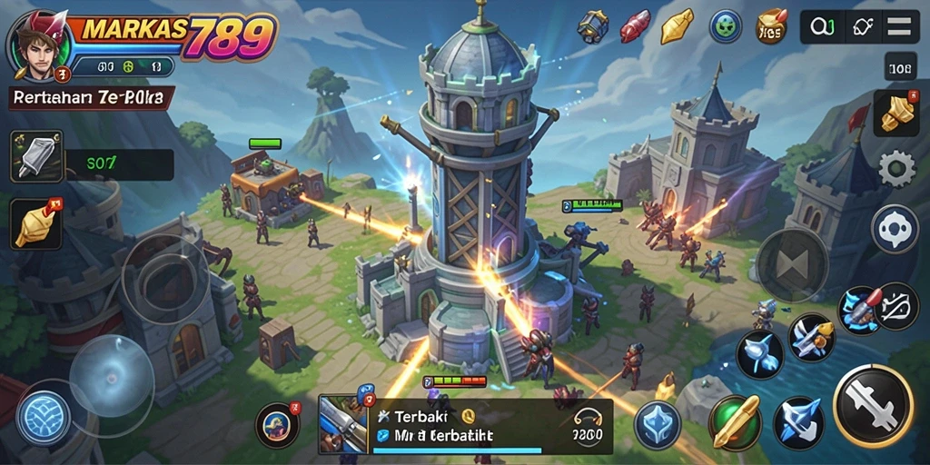 Tampilan mendebarkan gameplay Tower Defense MARKAS789.