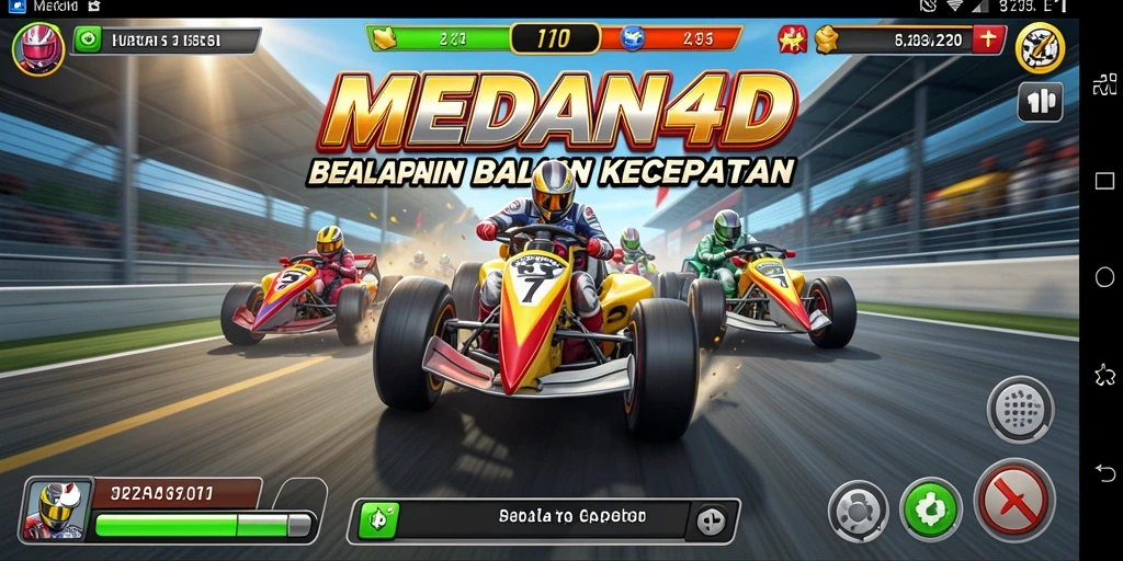 Tangkapan layar gameplay MEDAN4D menampilkan aksi balapan yang seru.