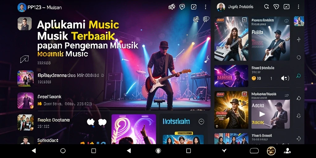 Tampilan utama PP123 dengan berbagai pilihan lagu musik.