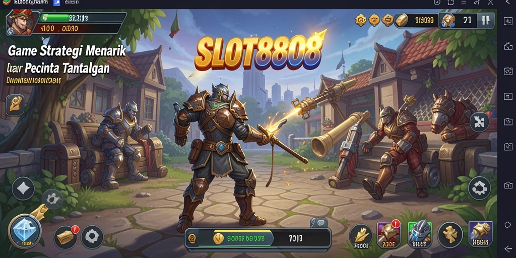 Screenshot gameplay menunjukkan pertempuran strategi yang mendebarkan.